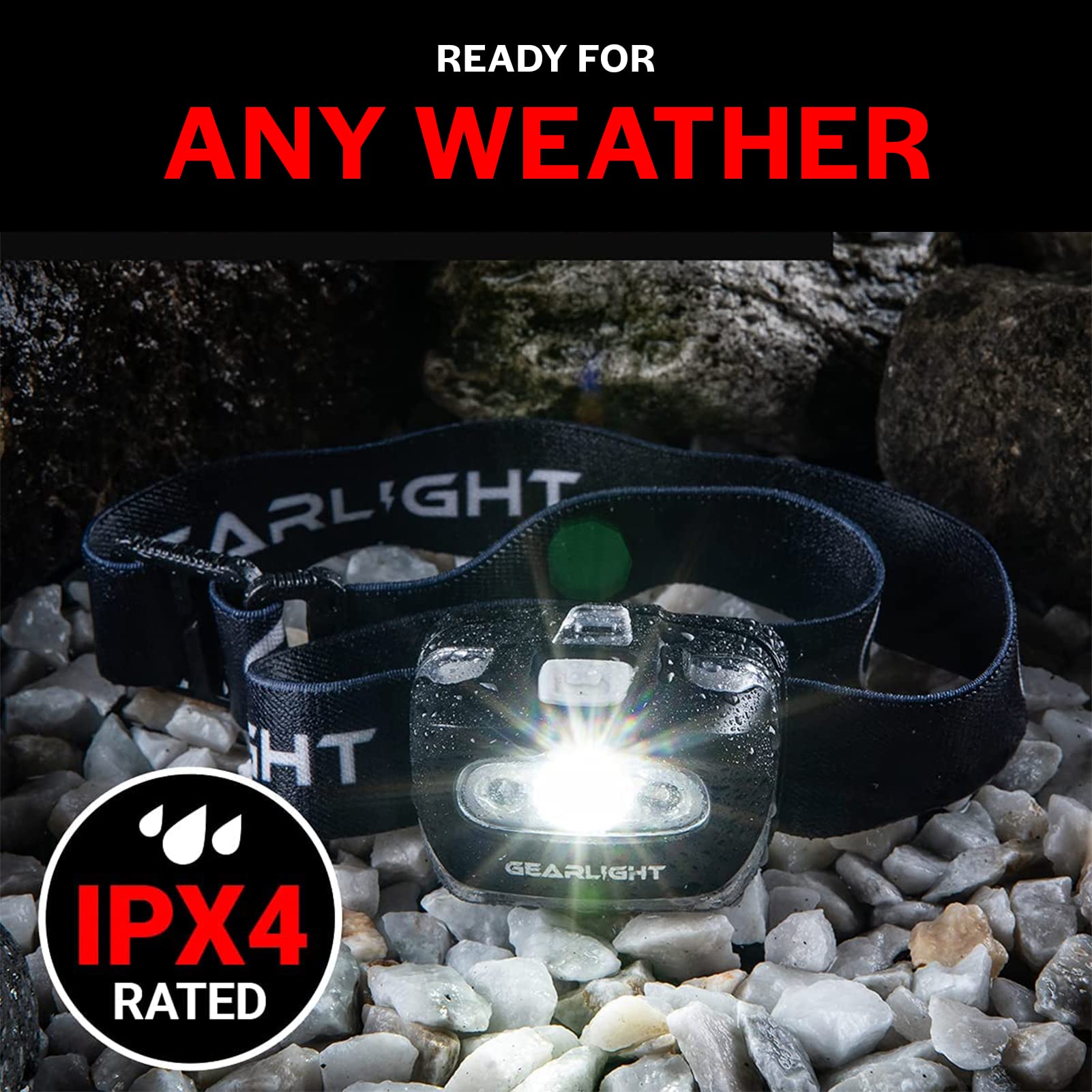 GearLight 2Pack LED Headlamp - Outdoor Camping Headlamps with Adjustable Headband - Leightweight Headlight with 7 Modes and Pivotable Head - Bright Headlamps for Adults with a Machine Washable Band
