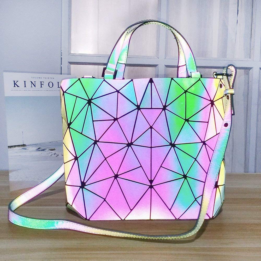 HotOne Luminous Geometric Purse Fashion Backapck Color Changing Purse and Handbags Crossbody Purses for Women and Wallet