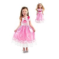 Little Adventures Cinderella Pink Ball Gown Dress up Costume (2XL Age 9-11) with Matching Doll Dress - Machine Washable Child Pretend Play and Party Dress with No Glitter
