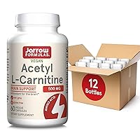 Acetyl L-Carnitine 500 mg, Dietary Supplement, Amino Acid Support for Brain Health and Antioxidants, 60 Veggie Capsules, 60 Day Supply(Pack of 12)