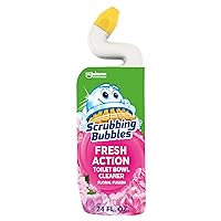 Scrubbing Bubbles Toilet Cleaner Gel, Toilet Bowl Cleaner Removes Limescale & Hard Water Stains, Floral Fusion Scent, 24 oz
