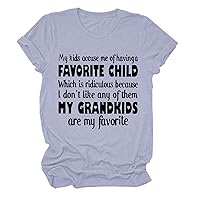 Women's Short Sleeve Tops Funny Saying Grandma Shirt Summer Cute Graphic Tees Loose Fit T-Shirts