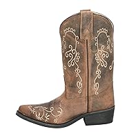 Smoky Mountain Boots Women's Jolene Pull on Embroidered Snip Toe Brown Waxed Distress Boots Cowboy