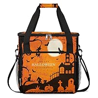 Halloween Bat Orange 07 Coffee Maker Carrying Bag Compatible with Single Serve Coffee Brewer Travel Bag Waterproof Portable Storage Toto Bag with Pockets for Travel, Camp, Trip