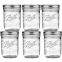 Wide Mouth Mason Jars 16 oz - (6 Pack) - Ball Wide Mouth Pint 16-Ounces Mason Jars With Airtight lids and Bands - For Canning, Fermenting, Pickling, Freezing, Storage + M.E.M Rubber Jar Opener