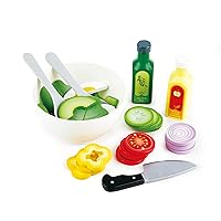 Healthy Wooden Salad Playset| 39PCs Pretend Salad Play with Utensils and Ingredients for Toddlers Ages 3 Years and Up