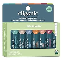 Cliganic Organic Lip Balm Set (Fresh Picked, 8 Flavors) - 100% Natural Moisturizer for Cracked & Dry Lips