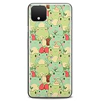 TPU Case Compatible for Google Pixel 8 Pro 7a 6a 5a XL 4a 5G 2 XL 3 XL 3a 4 Strawberry Froggy Kawaii Print Lightweight Silicone Slim fit Flexible Frogs Design Clear Soft Froggie