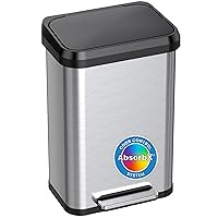 iTouchless SoftStep EXP 13.2 Gallon Step Pedal Kitchen Trash Can with AbsorbX Odor Filter, Stainless Steel with Dent-Proof Plastic Lid, 50 Liter Garbage Bin for Home, Office, Business, Store