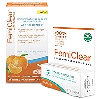 FemiClear Topical Cream Daily Immunity Support Mix Bundle, Itching & Tingling Symptoms, Immunity&Stress Support w/ 3000mg L-Lysine Powder Supplement Drink (1 Tube/20 Sticks)