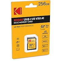Kodak SD Card 256GB UHS-I U3 V30 Ultra - 95MB/s Max Read Speed - Write Speed 85MB/s Max - Storage of 4K Ultra HD Videos and HD Photos - SD Card