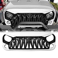 White & Black Shark Grill Front Cover for 2007-2018 Jeep Wrangler JK JKU Accessories & Unlimited, ABS