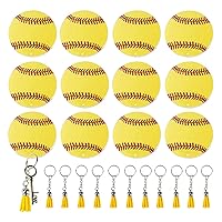 12 Pcs Baseball Acrylic Keychain Blank Kit Keychain Accessories Baseball Keychain Gift with Tassels Open Jump Rings
