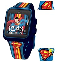 Accutime Superman Kids Red and Blue Educational Learning Touchscreen Smart Watch Toy for Girls, Boys, Toddlers - Selfie Cam, Learning Games, Alarm, Calculator, Pedometer & More (Model: SUP40033AZ)