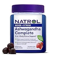 Natrol Ashwagandha Complete, 3-in-1 Daily Stress Support Gummies, Stress and Mood Support Supplement, 30 Strawberry Zen-Flavored Ashwagandha Gummies, 15 Day Supply
