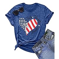 4th of July Shirts Women Faith Family Freedom Tshirt American Flag T Shirts Star Stripes Patriotic Shirts Top