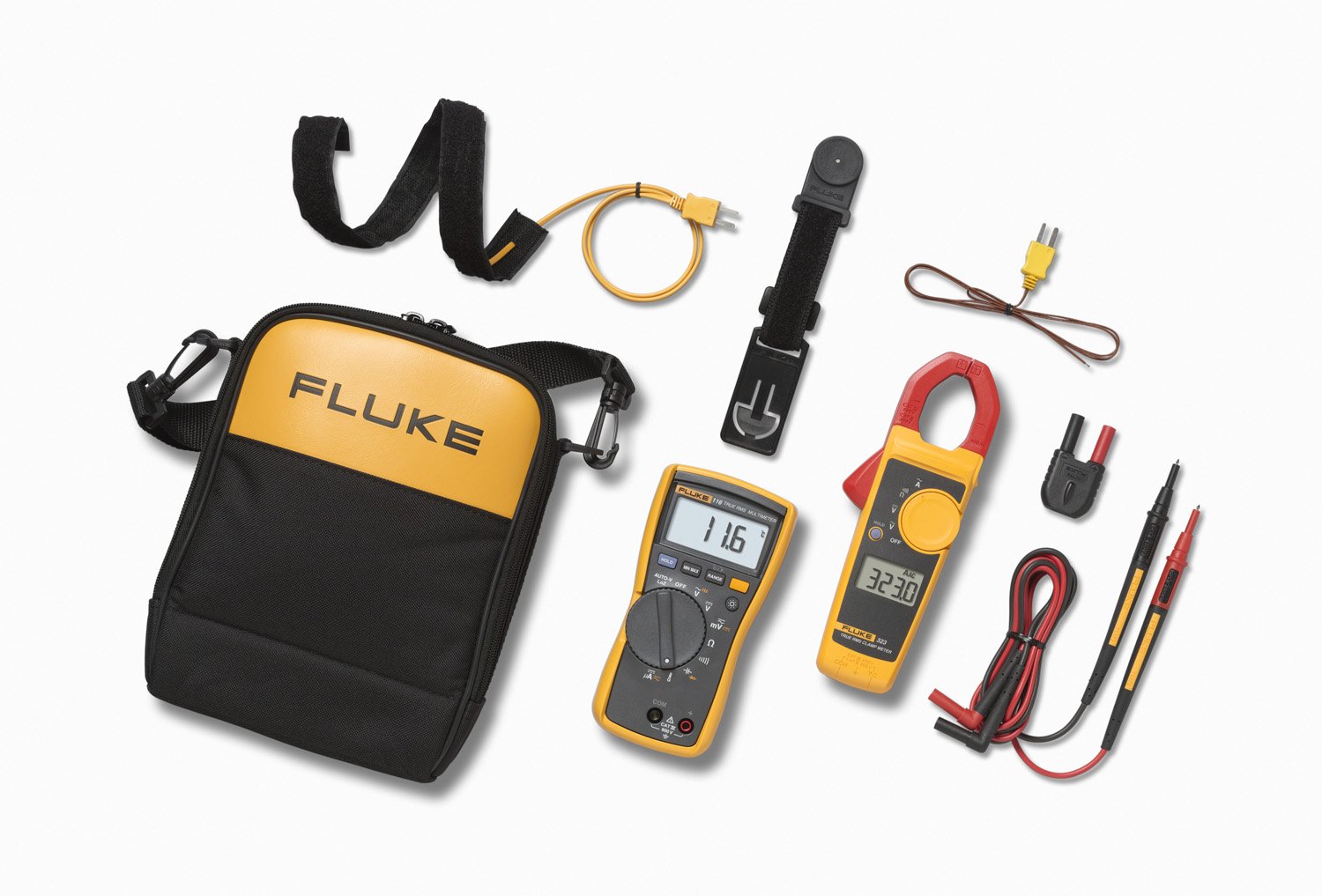Fluke 116/323 Multimeter and Clamp Meter HVAC Combo Kit, AC/DC Voltage, AC Current 400 A, Microamps To Test Flame Sensors, Includes Temp Probe, Tes...