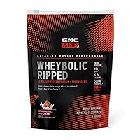 GNC AMP Wheybolic Ripped | Targeted Muscle Building and Workout Support Formula | Pure Whey Protein Powder Isolate with BCAA | Gluten Free | Strawberries and Cream | 9 Servings