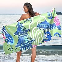 Monkey Pagoda and Peonies Beach Towel Thin Quick Fast Dry Beach Towels for Travel Sports Pool Swimming Bath Camping Yoga Women Men 30 x 60in