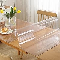 OstepDecor Clear Table Cover Protector 42 x 70 Inch, 1.5mm Thick Plastic Table Cover, Table Protector for Dining Room Table, Waterproof Clear Tablecloth Protector Pad Mat for Wood Table, Kitchen