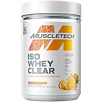 Whey Protein Powder MuscleTech Clear Whey Protein Isolate Whey Isolate Protein Powder for Women & Men Clear Protein Drink 22g of Protein, 90 Calories Orange Dreamsicle, 1.1lb (19 Servings)