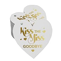 Kiss The Miss Goodbye Bridal Shower Bottle Tag Real Gold Foil Favor Hang Tag 50 Pack