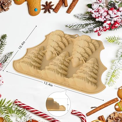TZnponr 3D Christmas Tree Baking Mould cake pan silicone mold,5 cavities christmas tree for bread, mousse cake,muffins,ice cubes