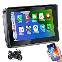 Upgrade 5 Inch Motorcycle Carplay GPS Navigation CarPlay/Android Auto for Motorcycle, 1000nit Brightness IPSTouchscreen, 5G Dual Bluetooth, IPX7 Waterproof, Carplay for Motorcycle