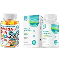 Omega 3 Gummies for Kids and Vegan Omega 3 DHA & EPA Supplement - Algae Omega-3 Fatty Acids Softgels 1000mg