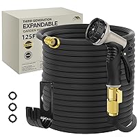 Lefree Garden Hose 125ft, Expandable Garden Hose Leak-Proof with 40 Layers of Innovative Nano Rubber,2024 Version/New Patented, Lightweight, No-Kink Flexible Water Hose (Black)