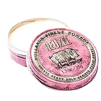 REUZEL Pink Grease Pomade, Strong All Day Hold, Oil-Based Styling Wax, Medium Shine and Flake Free, Easy To Wash Out, For All Hairstyles