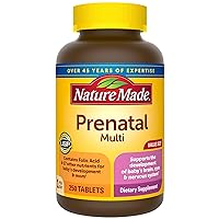 Nature Made Prenatal Multi, 250 Tablets, Folic Acid + 17 Prenatal Vitamins & Minerals to Support Baby Development and Mom, Vitamin D3, Calcium, Iron, Iodine, Vitamin C, and More
