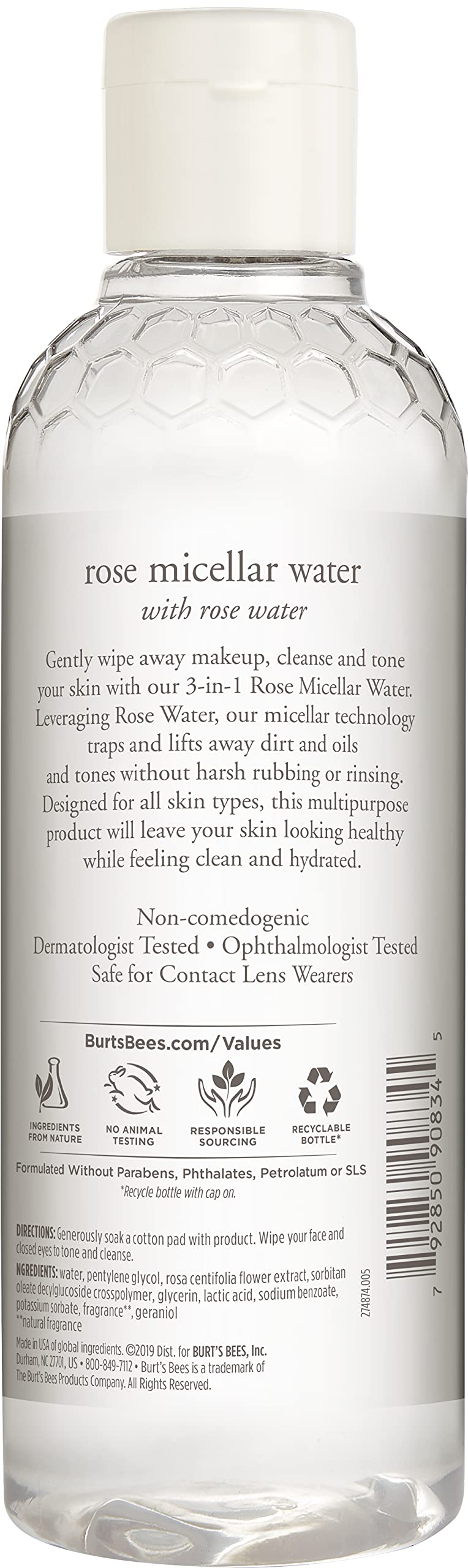 Burt's Bees Micellar Facial Cleansing Water with Rose Water, 8 Oz(Pack of 1)