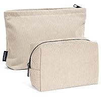 Cosmetic Bags for Women Small Makeup Bag for Purse Corduroy Makeup Pouch Travel Makeup Bag Portable Make Up Bag for Traveling (Beige)