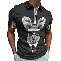 Cool Kangaroo Men's Zipped Golf Polo Shirt Casual Short Sleeve Quick Dry Sports Outdoor Tennis Shirt