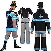 Fireforce Cosplay Men's Work Clothes Halloween Costumes, Firefighter Uniforms
