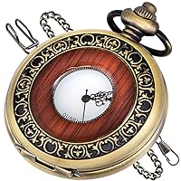 Tiong Vintage Quartz Pocket Watch Classic Design with Chain Birthday Father's Day Gifts