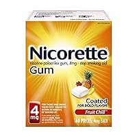 Nicorette Nicotine Gum, 4 mg, Fruit Chill 160 Count