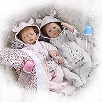 TERABITHIA 16 inch 40cm So Truly Premie Soft Silicone Reborn Baby Twins Dolls in Pink and Blue Dress Look Real Stuffed Body Collectible Toy Newborn Doll