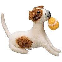 Primitives By Kathy Fuzzy Playful Dog Critter with Ball - Christmas Tree Ornament