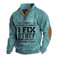 Henley Shirts for Men Casual Stand Collar Pullover Polo Sweatshirt Long Sleeve Letter Print Outdoor Jacket