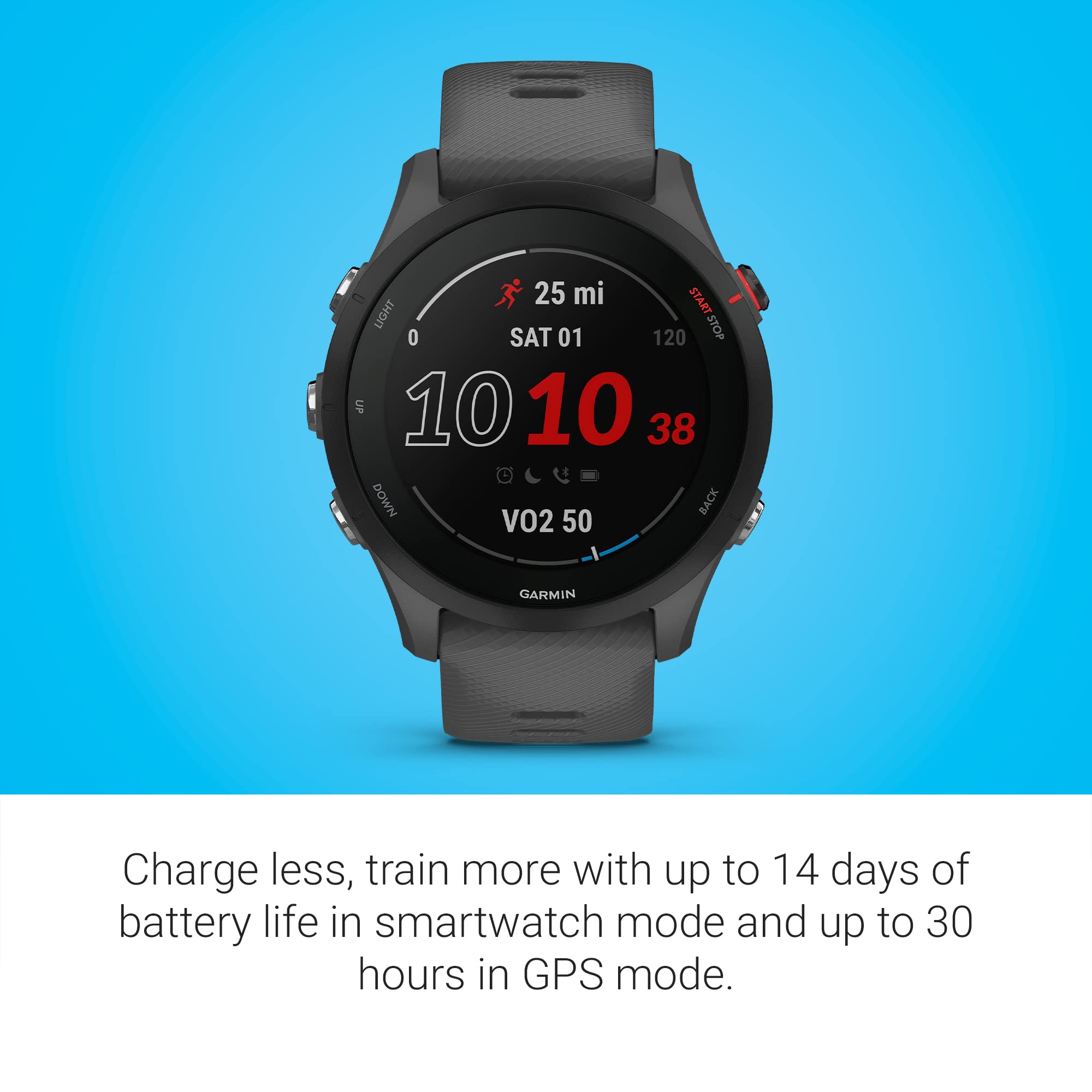 Garmin Forerunner® 255, GPS Running Smartwatch, Advanced Insights, Long-Lasting Battery, Slate Gray