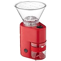 Bistro Electric Conical Burr Coffee Grinder, Preset Timer, 12 Grind Settings, Red
