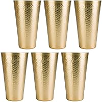 Aluminum Cups for Drinks, Metal Hammered Golden Tumbler, Aluminum 30oz Cup, Set of 6