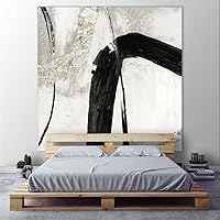 Giant Art Black Ink II Huge Contemporary Abstract Giclee Canvas Print for Office Home Wall Decor Stretcher, 54 x 54