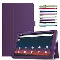 Case for Onn 7 Inch Tablet Gen 3 2022 (Model:100071481) - Slim Lightweight Folio PU Leather Folding Stand Cover Case + 1 Random Stylus (Purple)