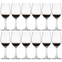 12 Ounce - Set of 12, Classic Durable Red/White Wine Glasses For Party