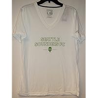 adidas MLS Seattle Sounders FC Women's Short Sleeve V-Neck Tee - Large (White)