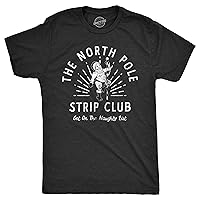 Mens North Pole Strip Club T Shirt Funny Xmas Party Sexy Santa Tee for Guys
