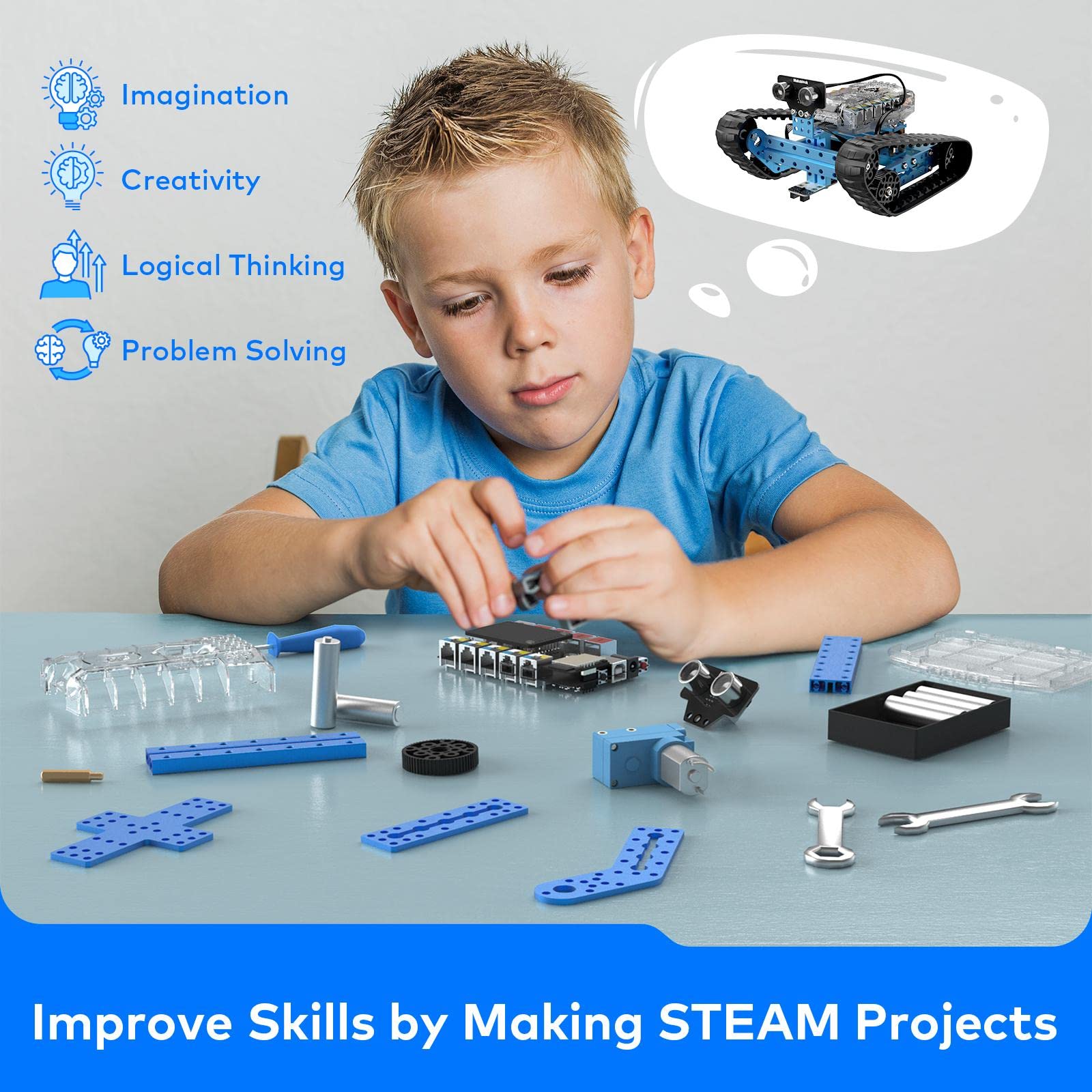 Makeblock mBot Ranger 3 in 1 Robot Toys, Coding Robot Kit STEM Educational Building Toys Support Scratch Arduino Programming, Programmable Remote Control Robot Gift for Kids Ages 10+